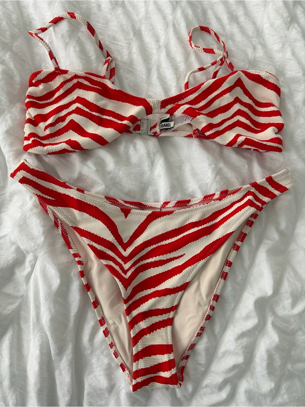 triangl swimwear Red and Cream Zebra Print Bikini